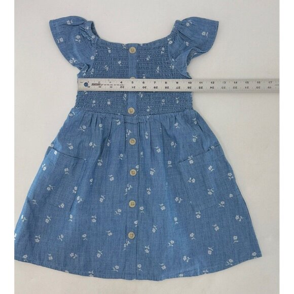 NWOT Cat & Jack Girl's Chambray Short Sleeve Faux Button Front Dress Size XS 4/5 - Picture 7 of 7